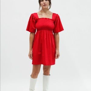 NWT - Toni Dress Crimson Cotton Satin